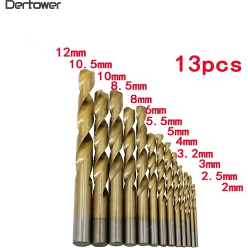 New 13Pcs/set Twist Drill Bit Set Saw Set HSS Countersink Titanium Bit Set Hole 2-12mm For Metal Hot