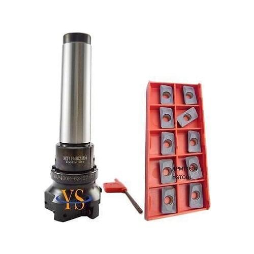 New M16 MT4 FMB22+ BAP400R 63-22-4T face end mill 10pcs APMT1604 Carbide inserts CNC mill