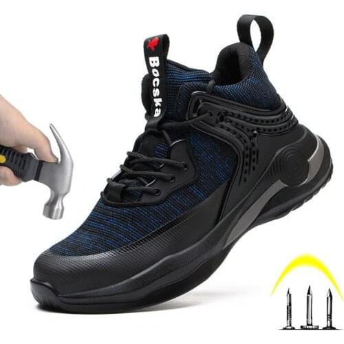 Autumn Steel-Toed Protective Safety Shoes Puncture-Proof Work Boots, Breathable And Lightweight Mid-Cut Mens Sports Shoes