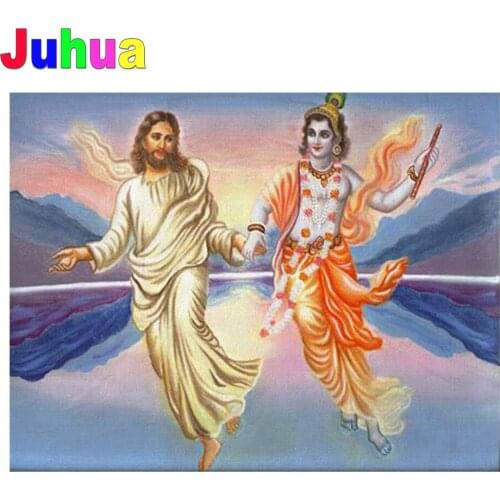 Full square round 3D Diamond Embroidery Krishna and Jesus cross stitch Diamond mosaic kit diamond painting Religious Home Decor