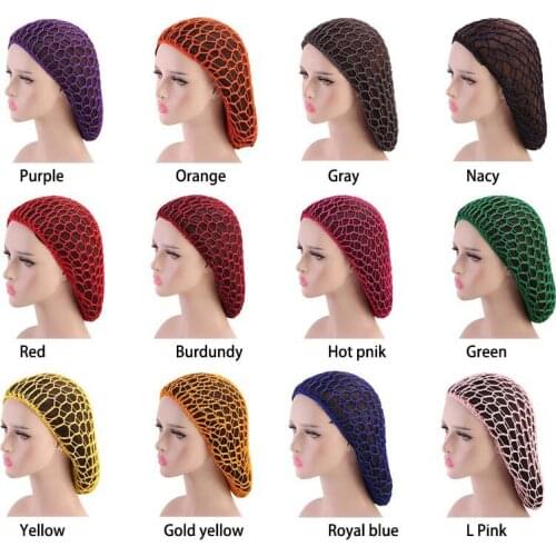 58CM Diamond Plaid Polyester 15 Colors Hair Caps Hair Styling Tools Night Sleeping Cover Hat Caps Accessories For Women Lady