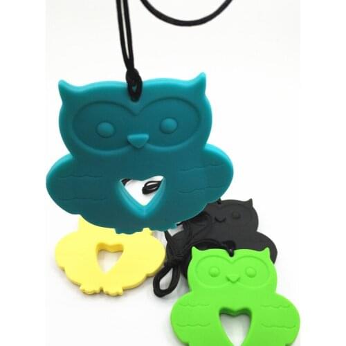 2016 silicon teething owl pendant free silicone bite owl pendants decorated dental care silicone Necklace owl Nursing Necklace
