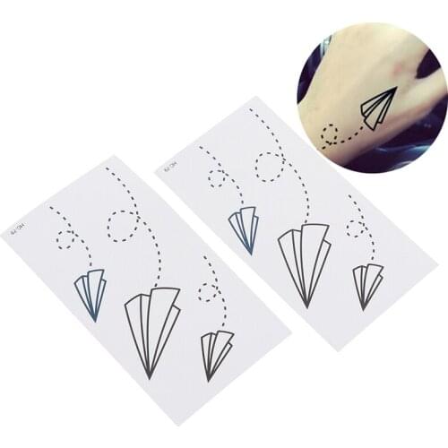 Stickers Paper Plane Sticker For Women Kids 2pcs/set Disposable Tattoo Sticker Waterproof Body Tattoo