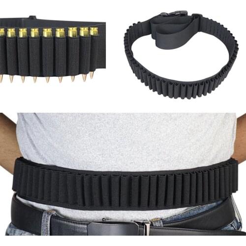 Tactical Machine Sinper Rfile Gun Bandolier Ammo Waist Belt Cartridge Carrier Bag Bullet Holder 5.56 7.62 50 Rounds Accessories