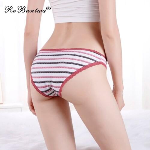 3Pcs/Set Cotton Panties for Woman New Sexy Lace Underwear Briefs Set Lingerie Girls Ladies Bikini Underpants Striped knickers