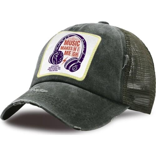 Music Makes Me High Funny Trucker Hat Summer New Sport Golf Cap Outdoor Unisex Mesh Baseball Caps Breathable Cotton Snapback Hat