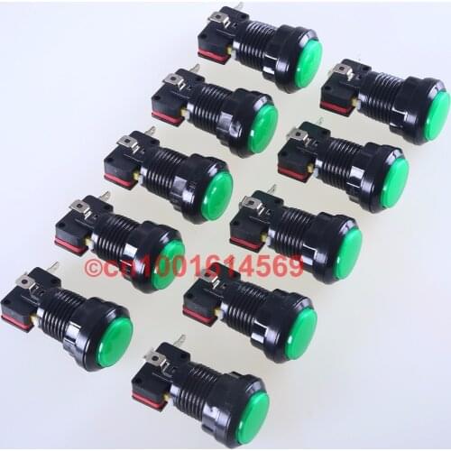 Green Reyann 10pcs/lot 30mm LED illuminate Round Arcade LED Push Button For PC Game Controller & Arcade Sticks USB Connector