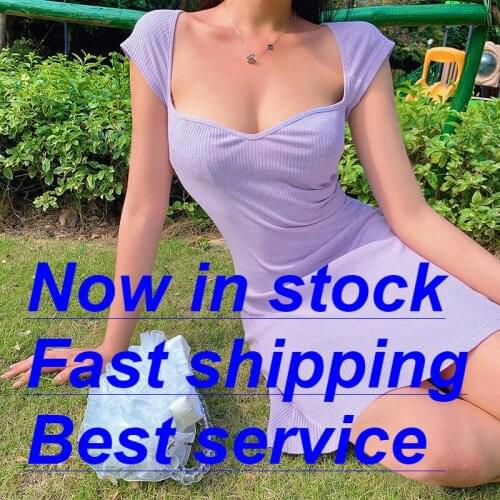 Lady Sexy Square Neck Knitted Dress, Cap Sleeve Knitted Solid Color A-line Dress Mini Dress