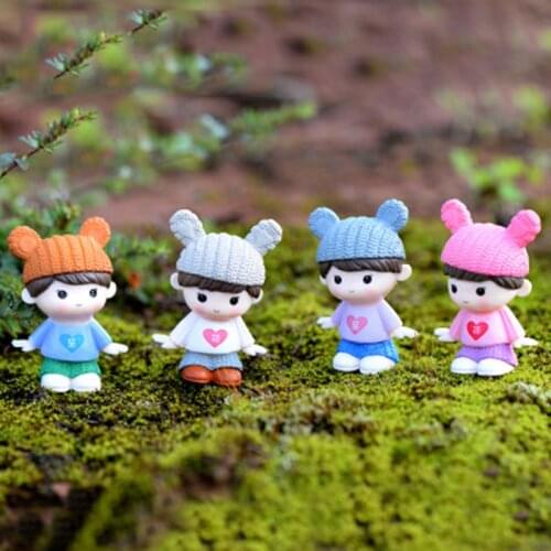 ZOCDOU 1 Piece Brother Sister Children Boy Girl Child Friend Model Small Statue Figurine Crafts Figure Ornament Miniature Zakka