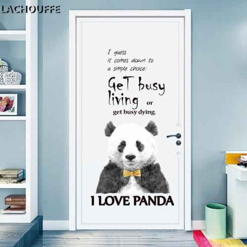 1 PC Creative Cute Painting Panda Wall Stickers For Kids Room Porch Bedroom Door Stickers English Letters Decor Room Art Design