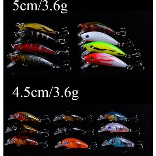 17 Pcs Minnow wobbler crankbait Mixed 2 Models Fishing Lure Hard Bait with 2 Fishing Hooks Fishing Tackle Lure 3D Eyes