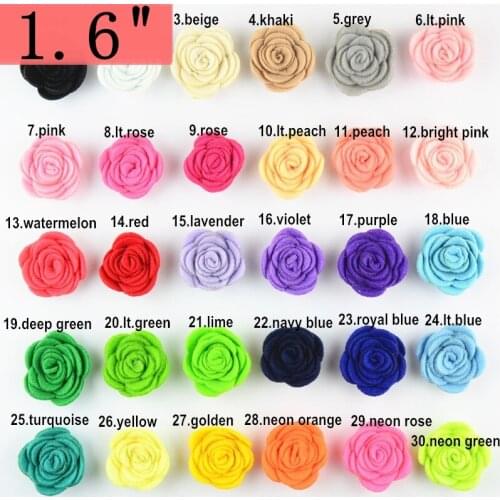 200pcs/lot 1.6'' Tiny Felt Rose Flower without Clip Hair Accessories for girl DIY Headbands 30 Color Free Shipping TH210
