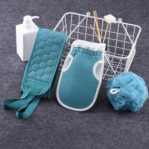 3Pcs Bathe Set Body Back Bath Towel Rub Back Mud Exfoliate Gloves Cleaning Brush Bath Ball Shower Foam Net Bathroom Accessories