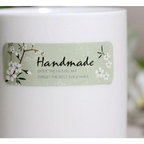 360pcs Spring Green Handmade Kraft Paper Sticker Labels Seal Envelope Packaging Gift Box Wrapping Soap Craft Baking Decoration