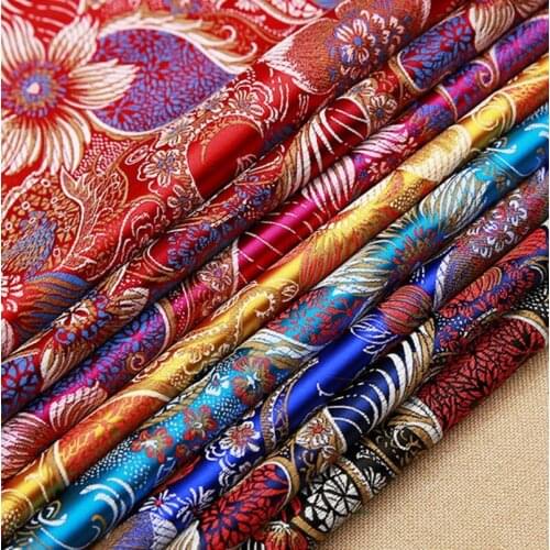 500cm*75cm High-density nylon brocade fabric moon flower pillow cushion satin fabric suit cheongsam imitation silk dress fabric