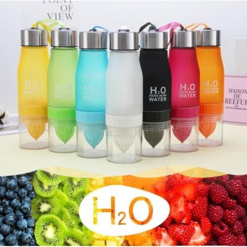 650ml Colorful frosted plastic bottle Manual Leak Proof Sport Juicer Drink Water cup Outdoor Plastic Water Bottle eco friendly