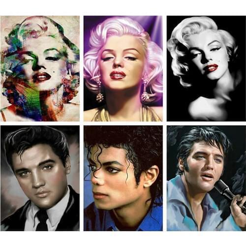 Marilyn Monroe Elvis 5D DIY Diamond Painting Famous Star Full Drill Square Diamond Embroidery Picture Of Rhinestone