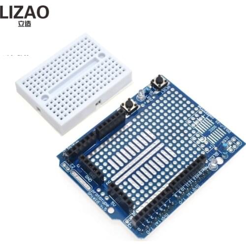 Free Shipping UNO Proto Shield prototype expansion board with SYB-170 mini bread board based For ARDUINO UNO ProtoShield