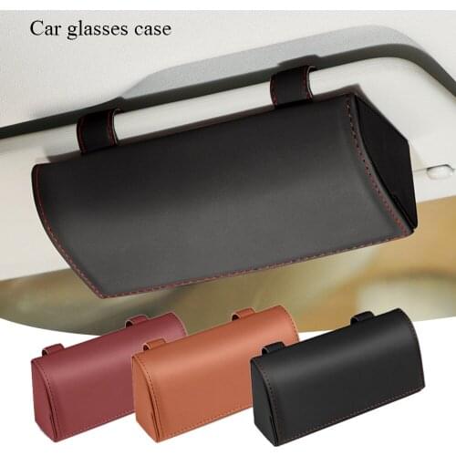 PU Leather Car Glasses Case Sunglasses Storage Box 3 Colors Auto Interior Accessories Glasses Holder Sun Visor Fast Delivery