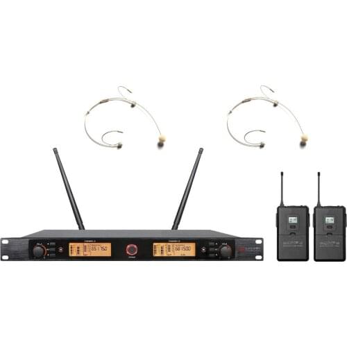 Dual microphone wireless system UHF cordless microphone beige headset wireless Mic microfono condensador
