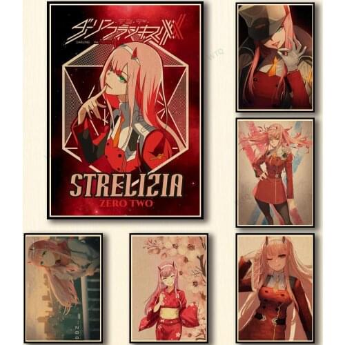 WTQ Canvas Painting Anime Posters DARLING In The FRANXX Wall Decor One Piece Retro Poster Wall Art Picture Room Decor Home Decor