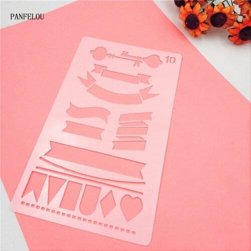 Short flags scrapbook stencils spray plastic mold shield DIY cake hollow Embellishment printing lace ruler valentine