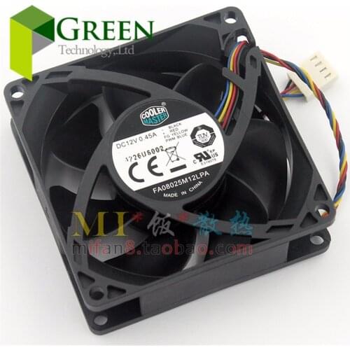 Original Cooler Master FA08025M12LPA 8025 80MM 8cm Computer case CPU Cooling fan 12V 0.45A fan with PWM 4pin