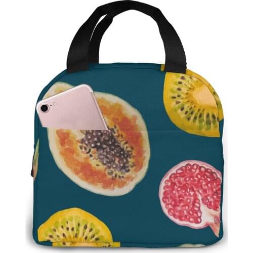 Summer Fruits Slices Lunch Bag Portable Insulated Thermal Cooler Bento Lunch Box Tote Picnic Storage Bag Pouch