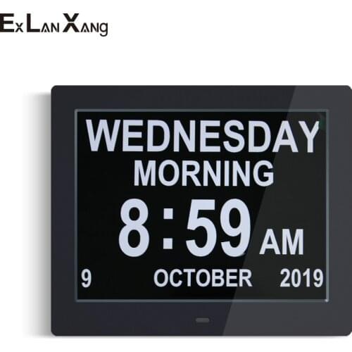 Hot Selling 8 Inch Electronic LCD Big Character Elderly Medicine Screen Reminder Alarm Digital Clock Photo Christmas Gift