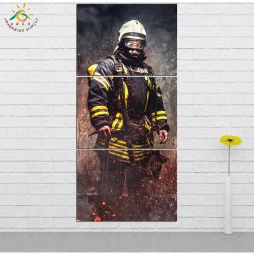 Wall Art HD Prints Canvas Art Painting Modular Picture And Vintag Poster Canvas Painting Firefighter Home Decor 3 PIECES