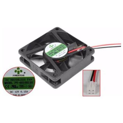 POWER YEAR PY-6015H12S DC 12V 0.15A 60x60x15mm 2-Wire Server Cooling Fan