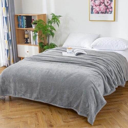 Soft Flannel Home Bedspread All Seasons Single Double Bed Sheet Multifunctional Plain Home Bed Cover Sofa Travel Blanket