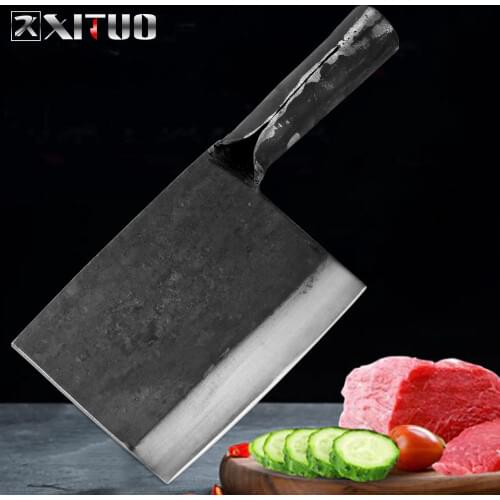 XITUO butcher knife high carbon steel handmade forged kitchen chef knife sharp slaughter beef slice cleaver Chines kitchen knife