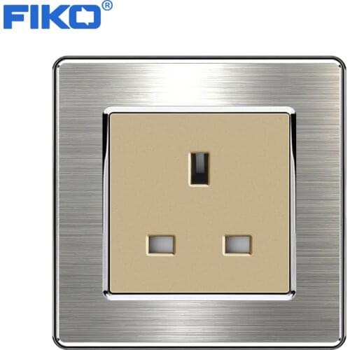 FIKO Wall type 86 English standard socket mobile phone charging Stainless steel panel Hong Kong Macao English standard