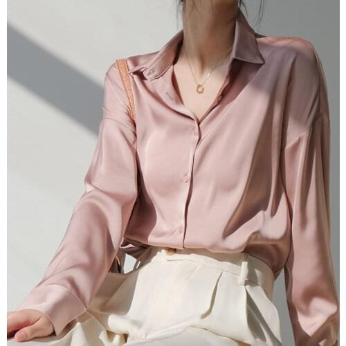 NOEEV Womens Satin Shirts