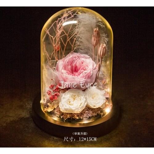 2021 New Romantic Gift Eternal Rose In Glass Dome Christmas Gifts LED Desk Lamp Decoration For Wedding Birthday Valentines Day