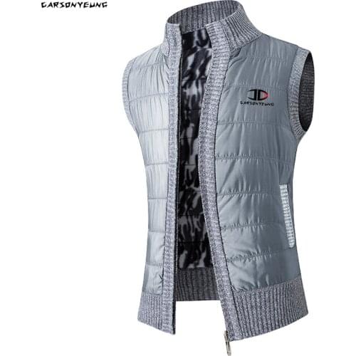 New Mens Sweatercoats Patch Designs Autumn Winter Warm Thick Faux Fur Wool Sweater Jackets Vest Men Zip Sleeveless Knitwear