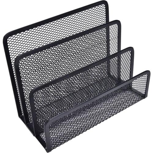 The New Black Metal Mesh Desk Organizer Desktop Letter Sorter Mail Tray File Organiser Office Home Bookends Book Holder Business