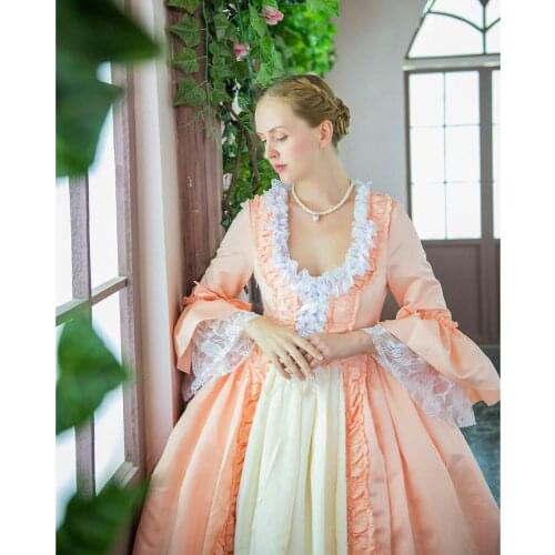 Cosplaydiy 18th Marie Antoinette Pink&Yellow Ball Gown Dress Rococo Colonial Georgian 18th Century Dress L320