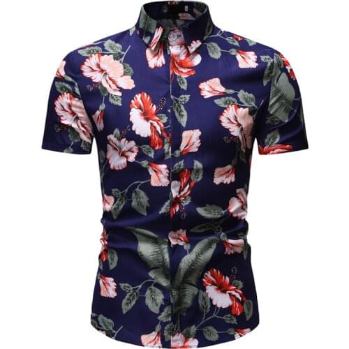 Pop New African Print Shirt Men Summer Business Casual Tops Shirts Homme Boho Seaside Holiday Beach Hawaiian Shirts