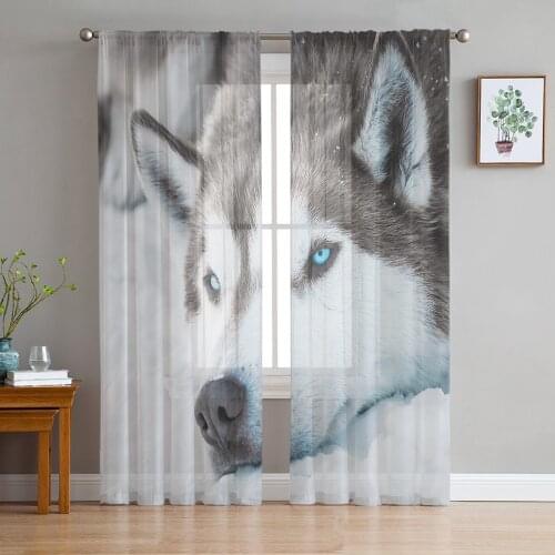 Snowfield Wolf Window Treatment Tulle Modern Sheer Curtains for Kitchen Living Room the Bedroom Curtains Decoration