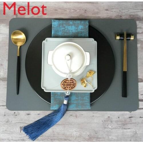 Tableware New Chinese Model Room Suit Black and White Square Plate Exhibition Hall Club Creative Table Minority Popular