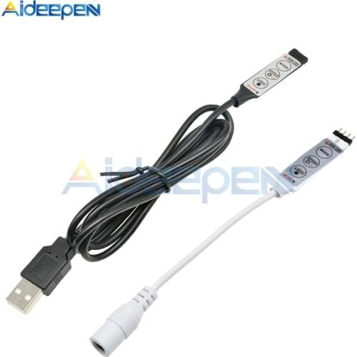 DC 5V 12V 3 Key LED RGB USB Remote Dimmer USB Led Strip Lights Controler For RGB SMD 3528 5050 LED Strip