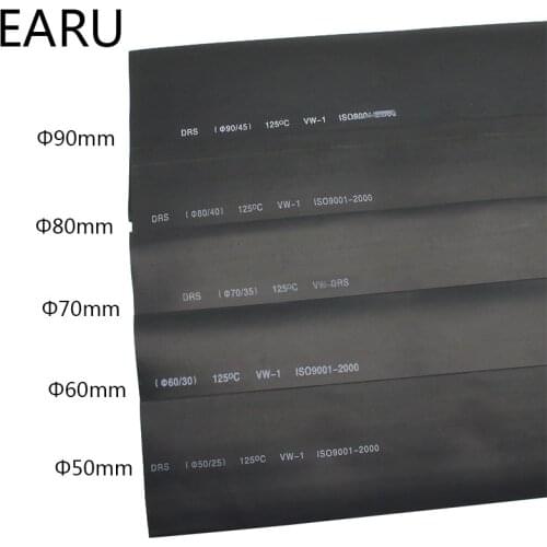 1meter 2:1 Black 50mm 60mm 70mm 80mm 90mm Heat Shrink Heatshrink Tubing Tube Wire Dropshipping