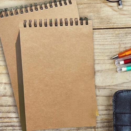 50 Sheets Hard Cover Sketchbook for Vintage Spiral Coil Paper Drawing Painting Graffiti Kraft Students School Supplies