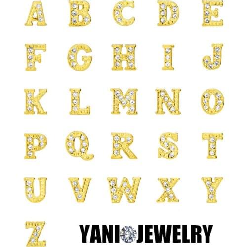 26 letters Free Shipping Gold Crystal Alphabet Letter Charms Floating Locket Charms For Glass Locket