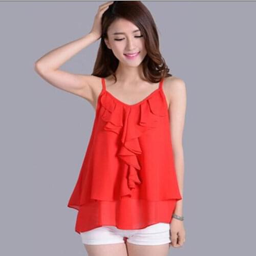 2020 Women Fashion Sexy Tops Clothing Brand Beachwear Black Spaghetti Strap Chiffon Camis plus size Halter tops XS - 4XL 5XL 6XL