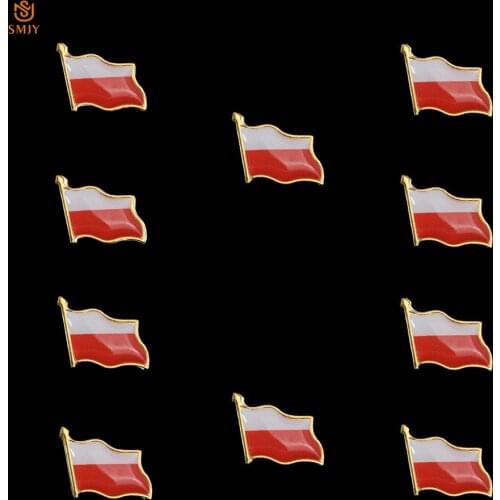 10PCS Poland Flag Paint Safety Buckle Brooch Fashion Lapel Badge National Emblem Special Pin Collection