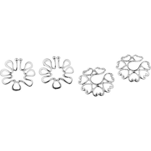 2 Pairs Non Pierced Clip On Nipple Rings Fake Nipple Studs Body Jewelry for Women Ladies