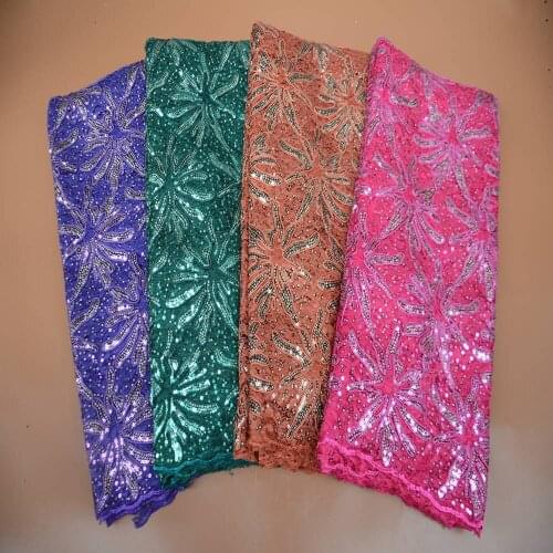 2021 Latest African Swiss Lace Fabric Swiss Voile Lace Material with Sequins Fabric For Party Dress